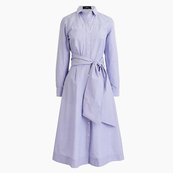 J CREW Tie-Waist Shirt Dress in End-on-end cotton -J5419- Size 0 - Picture 3 of 10